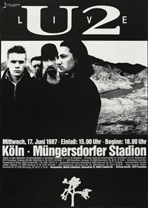 U2 1987 Joshua Tree Tour Koln Germany Concert Poster