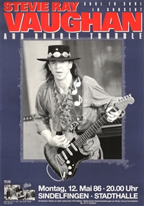Stevie Ray Vaughan 1986 Soul To Soul In Concert Sindelfingen Germany Concert Poster Blue