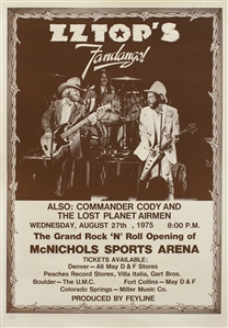 ZZ Top 1975 - 2007 Fandango Denver Reissue Numbered Concert Poster #1168/3000