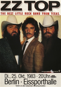 ZZ Top 1983 Eliminator Tour Berlin Concert Poster