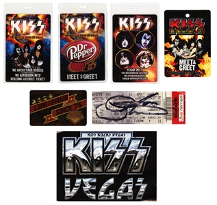 KISS 2010s Autographed Ticket, Meet & Greet, Decal, & Passes Lot