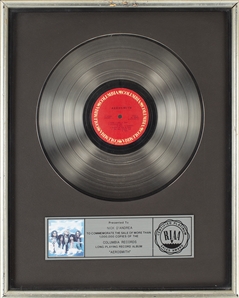 Aerosmith 1973 Aerosmith RIAA Platinum Award Presented To Nick DAndrea