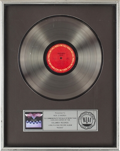 Aerosmith 1976 Rocks RIAA Platinum Award Presented To Nick DAndrea