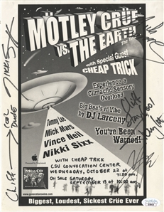 Motley Crue 1997 VS The Earth Tour Cleveland OH Fully Band Autographed Flyer w COA