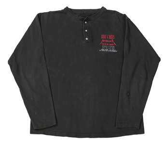 Guns N Roses / Metallica 1992 Stadium Tour Black Long Sleeve Henley Promoter Shirt w/COA
