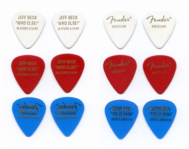Jeff Beck 1999 Lot of 6 Promotional Picks w/COA