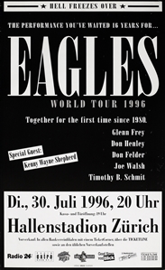 Eagles 1996 Hallenstadion Zurich Mounted Poster w COA