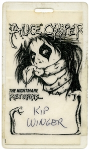 Alice Cooper Kip Winger 1986-1987 The Nightmare Returns Pass Issued To Kip Winger