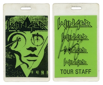 Winger 1988 Tour Staff Backstage Pass Signed By Kip Winger