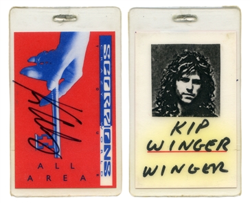 Scorpions 1991 Crazy World Tour All Areas Pass Signed By Kip Winger