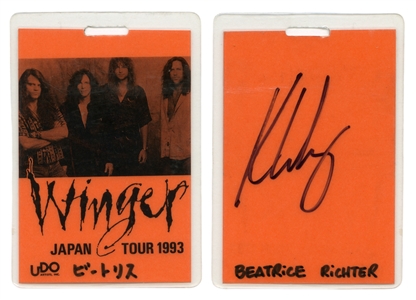 Winger 1993 UDO Japan Tour Backstage Pass Signed By Kip Winger