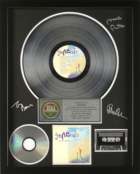 Genesis 1991 Autographed "We Cant Dance" RIAA Multi-Platinum Sales Award Presented To Genesis w COA