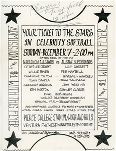 Fee Waybill 1980 Celebrity Softball: Narconon All Stars vs All Star Supersounds Flyer