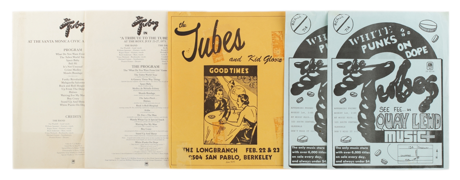 The Tubes 1975 Original Flyers and Single Page Programs from Debut Album Era