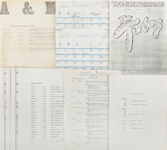 The Tubes 1976–1979 Original Tour Itineraries and Paperwork Archive