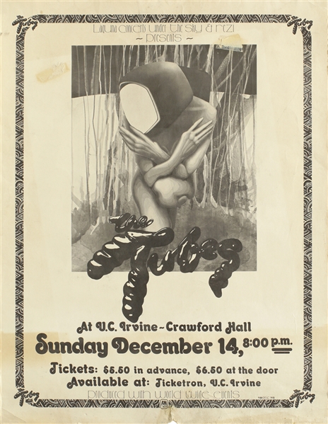 The Tubes 1975 U.C. Irvine Crawford Hall Concert Poster