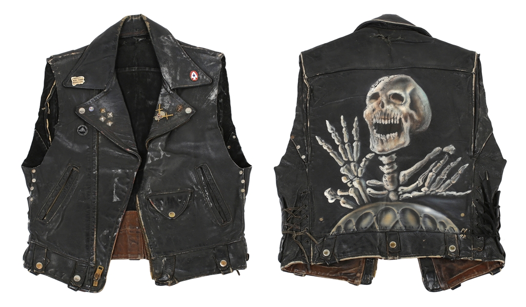 The Tubes 1980s-1990s Fee Waybill Owned & Worn Customized Leather Vest w/ Airbrushed Back