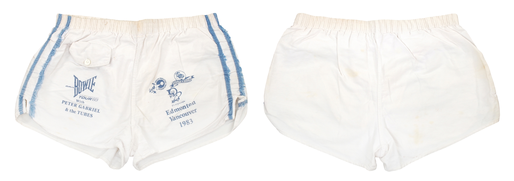 David Bowie 1983 Serious Moonlight Tour Fee Waybill Owned & Worn Shorts
