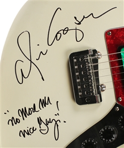 Alice Cooper Signed & “No More Mr. Nice Guy” Lyric Inscription Fender Guitar w COA