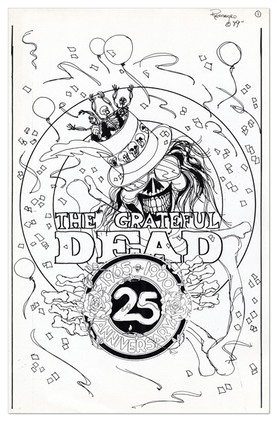 The Grateful Dead 25th Anniversary Original Black & White Signed Print