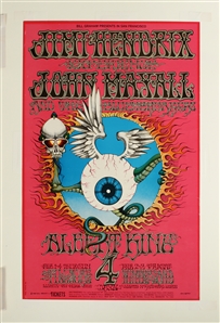 Jimi Hendrix 1968 Flying Eyeball Original Second-Printing Concert Poster