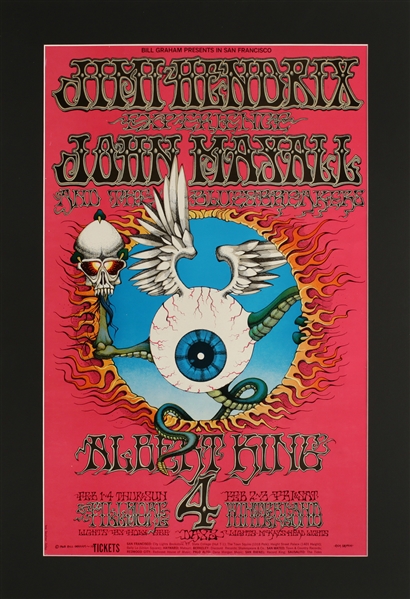 Jimi Hendrix 1968 "Flying Eyeball" Original Second-Printing Concert Poster