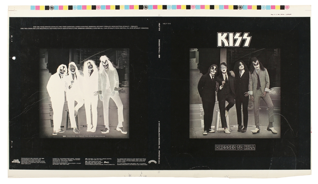 KISS 1975 “Dressed To Kill” Original Album Proof Sheet