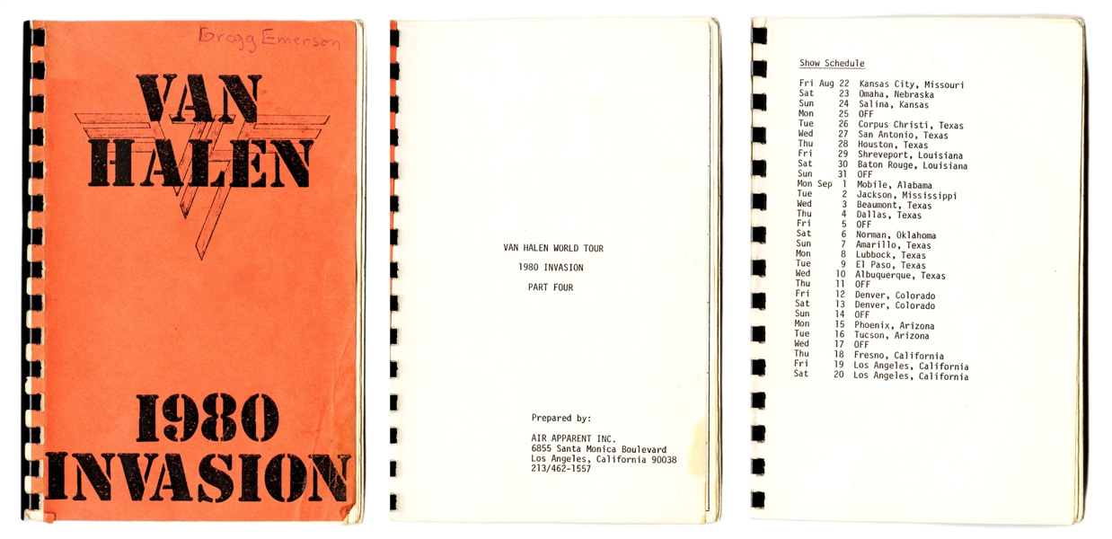 Van Halen 1980 “Invasion” World Tour Part 4 Itinerary