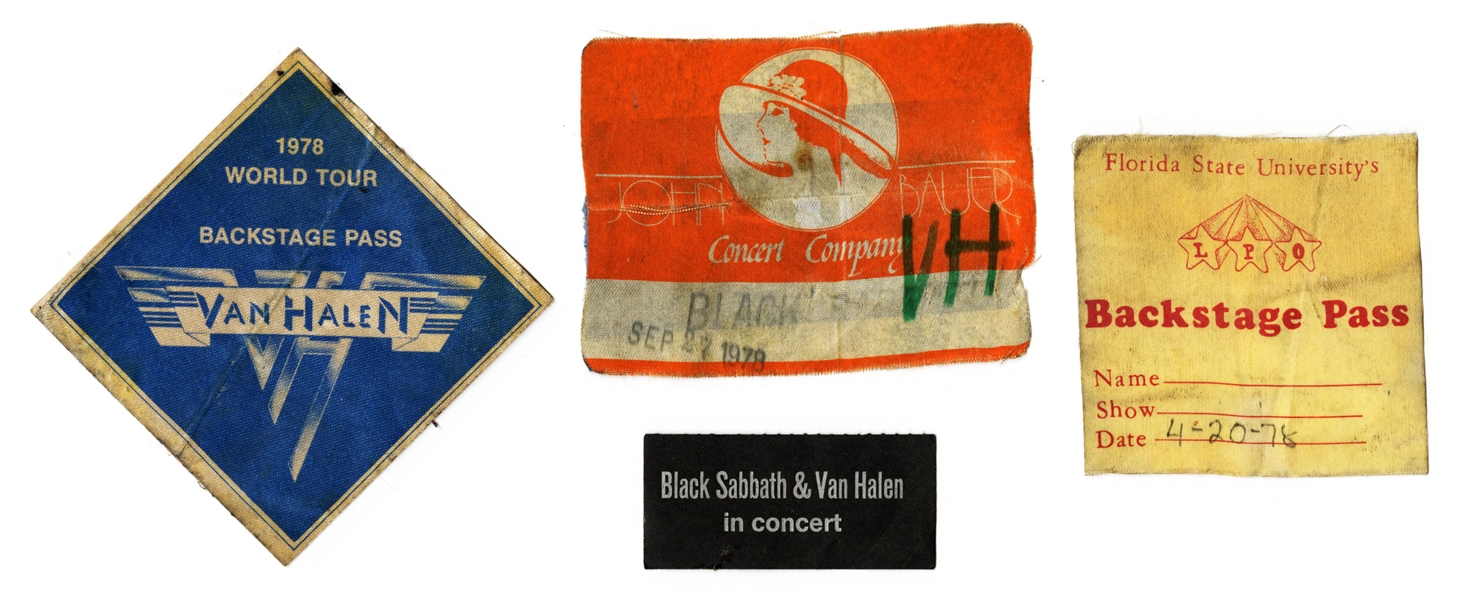 Eddie Van Halen Owned Collection of 1978 Backstage Passes (4)