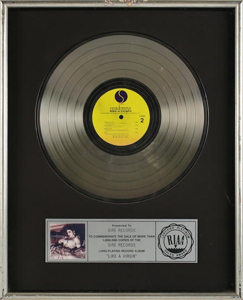 Madonna “Like a Virgin” RIAA Platinum Record Award