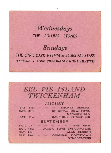 The Rolling Stones 1963 Eel Pie Island August/September Handbill