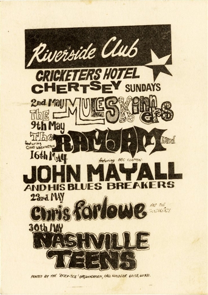 The Muleskinners 1965 Riverside Club Handbill