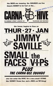 Small Faces 1966 London Carna-B-Hive Club Handbill