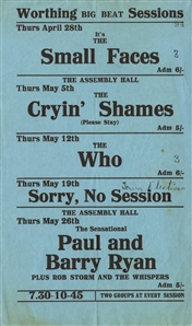 Small Faces 1966 Worthing Big Beat Sessions Handbill