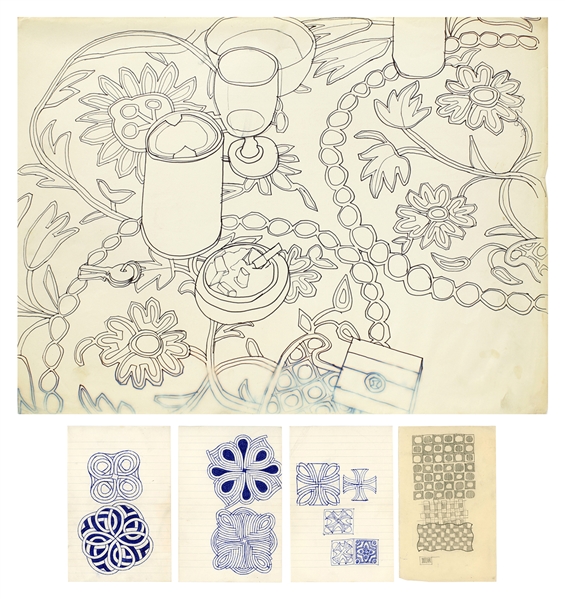 Ian Mclagan 1960s Five Pieces of Original Hand-drawn Artwork Large & Small