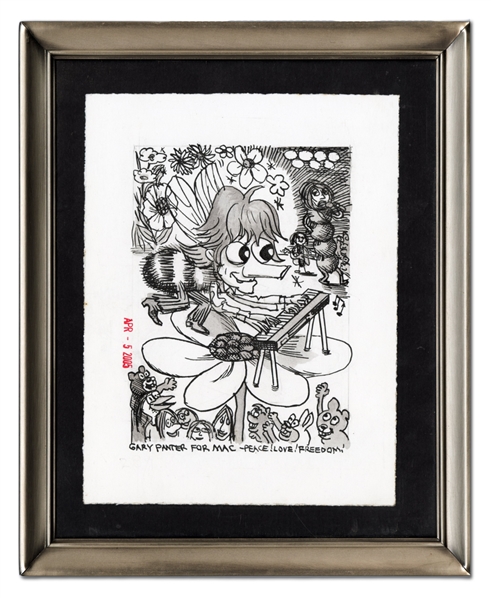 Gary Panter 2005 Framed Drawing for Ian McLagan