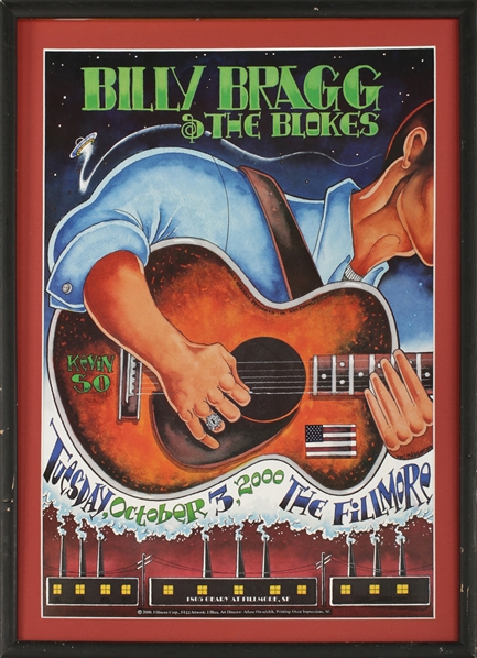 Billy Bragg & The Blokes 2000 Fillmore Framed Concert Poster Autographed & Dedicated to Mac