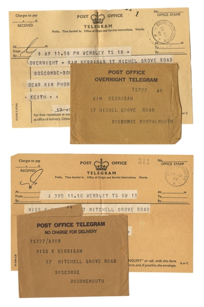 Keith Moon 1965 Early Correspondance Lot of 2 Telegrams