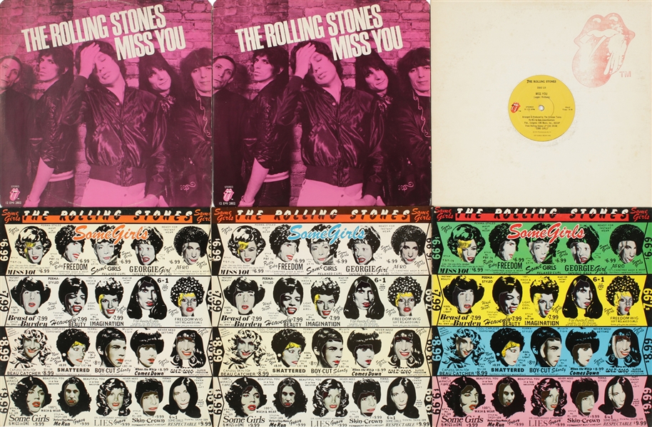 The Rolling Stones 1978 Lot of 3 Miss You 12" Singles & Lot of 3 Some Girls Uncensored Sleeves