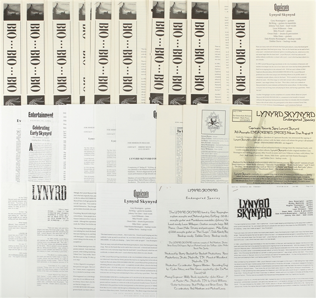 Lynyrd Skynyrd 1994 – 1996 “Endangered Species” Media & Press Inserts Lot