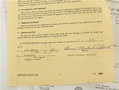 The Marshall Tucker Band 1972-1975 Band Signed Agent-Musician Agreements and Contract Correspondence w/ COA