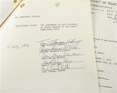 The Marshall Tucker Band 1972-1975 Band Signed Agent-Musician Agreements and Contract Correspondence w/ COA