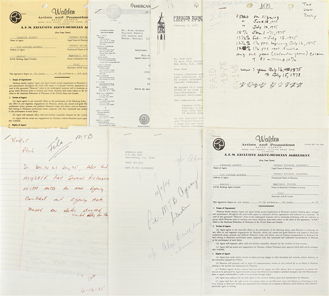 The Marshall Tucker Band 1972-1975 Band Signed Agent-Musician Agreements and Contract Correspondence w/ COA