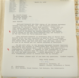 The Marshall Tucker Band 1977-1979 Original Contract and Correspondence