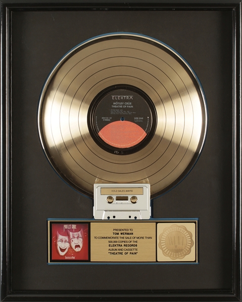 Motley Crue 1985 "Theatre Of Pain" RIAA Gold Sales Award Presented To Tom Werman
