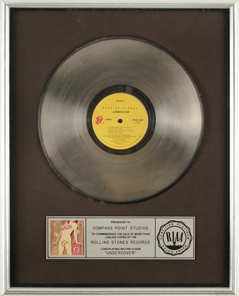 The Rolling Stones 1984 "Undercover" RIAA Platinum Sales Award Presented To Compass Point Studios