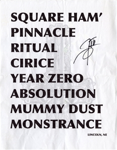 Ghost 2017 Lincoln Nebraska Setlist Autographed By Tobias Forge