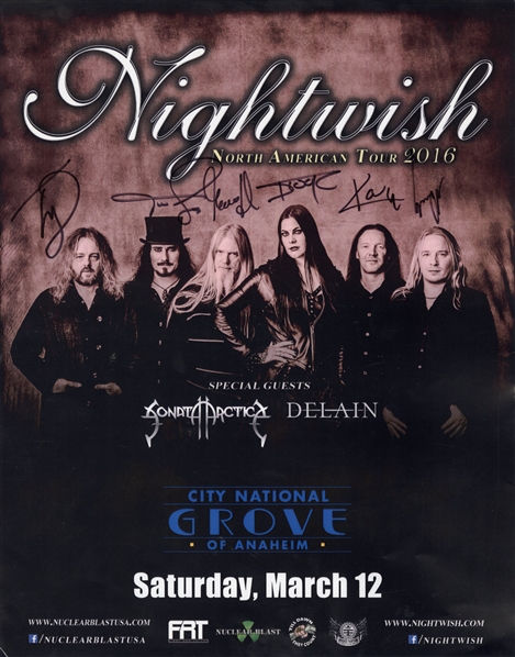 Nightwish 2016 March 12 Show Poster Autographed 6x