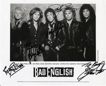 Bad English 1990 Fully Band Signed 8 x 10 Inch Black & White Press Photo