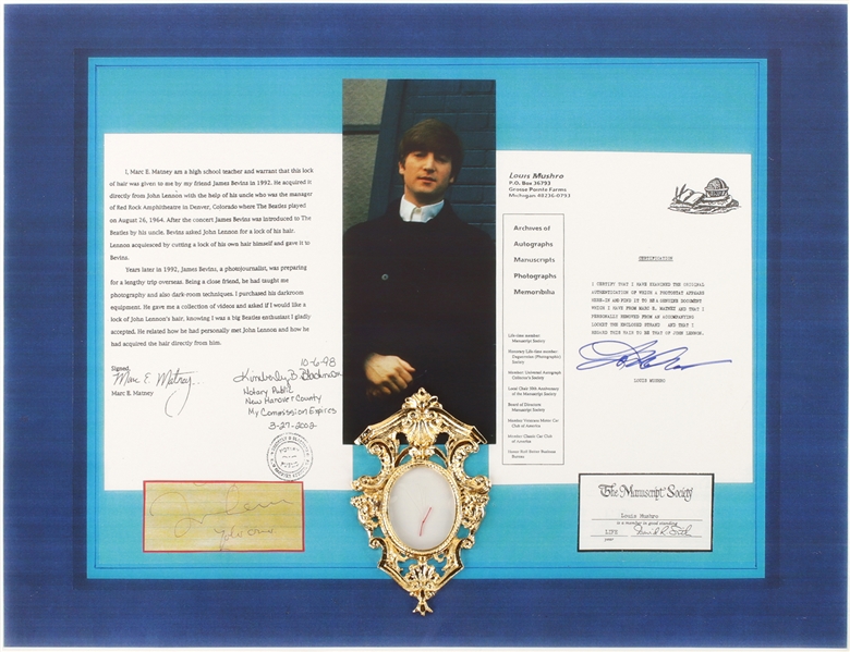The Beatles 1964 Display Piece WIth John Lennon’s Hair